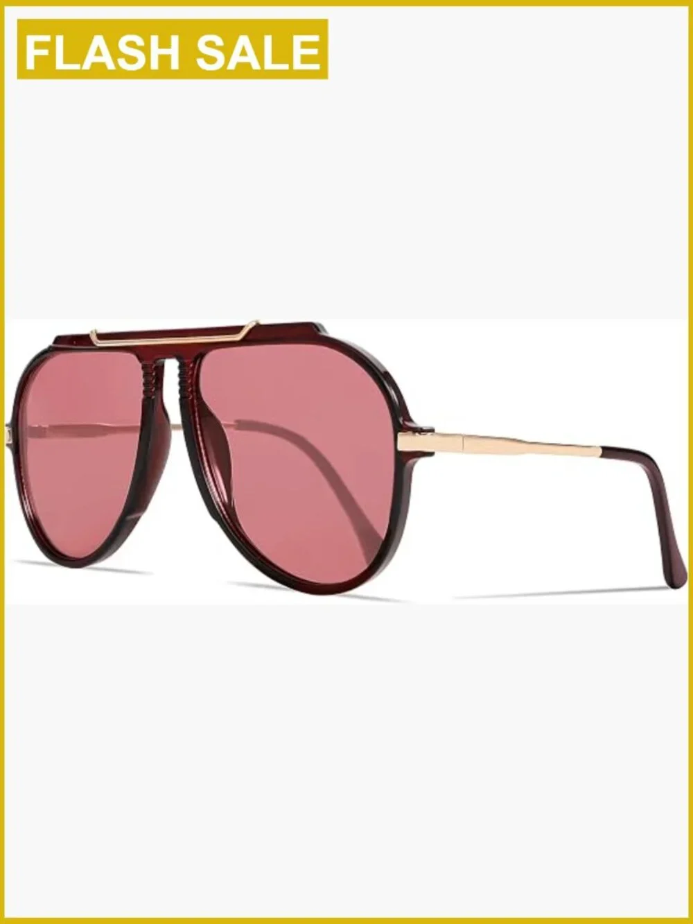Oversized Aviator Sunglasses Retro Gold Metal Square Shades